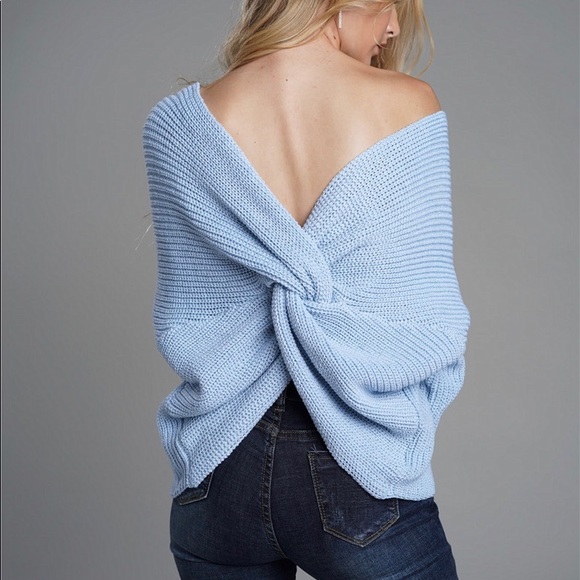 🆕Cross Twist Loose Sweater Blue - Picture 6 of 6